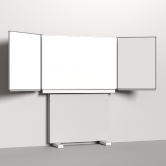 Klapp-Schiebetafel wandmontiert, Stellfuß, Mittelfläche 150x100 cm, Stahlemaille weiß 